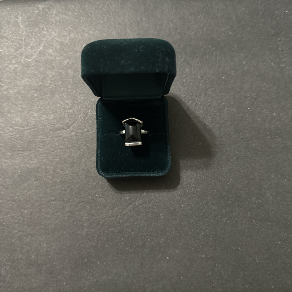 Elegant Silver Ring with Black Stone